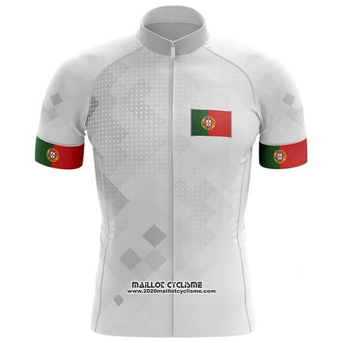 2020 Maillot Ciclismo Champion Portugal Blanc Manches Courtes et Cuissard